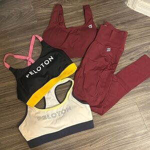 Peloton Sports Bras and Legging Bundle - Black, White, Burgundy